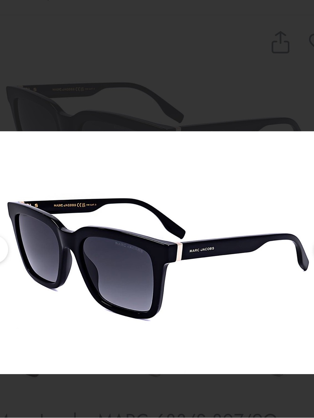 Black Marc Jacobs Sunglasses - Classic Square Frame